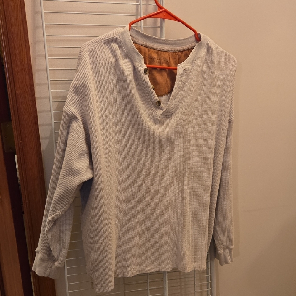 Men's Long Sleeve Waffle Knit Henley Shirt